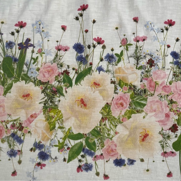 Sleeveless Flower Dress V Neck Ivory/Cream 100% Cotton Made in USA Size Small - Picture 5 of 9